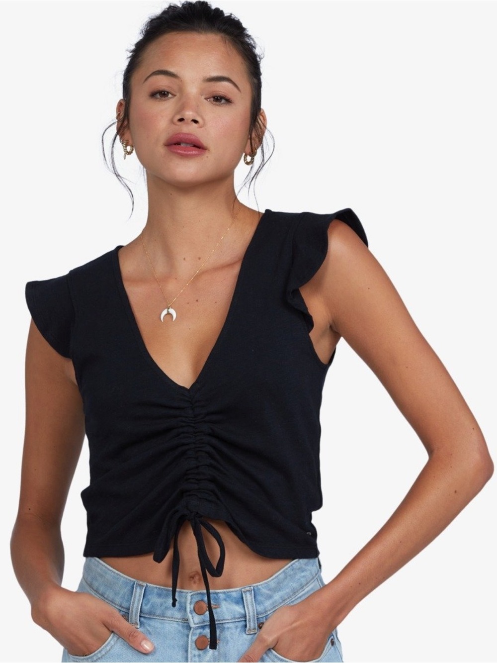 Roxy Flirty Vibe V-Neck Crop Top